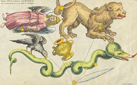 Lubieniecki - Constellation or Celestial Chart with Comets (Leo, Corvus, Hydra)