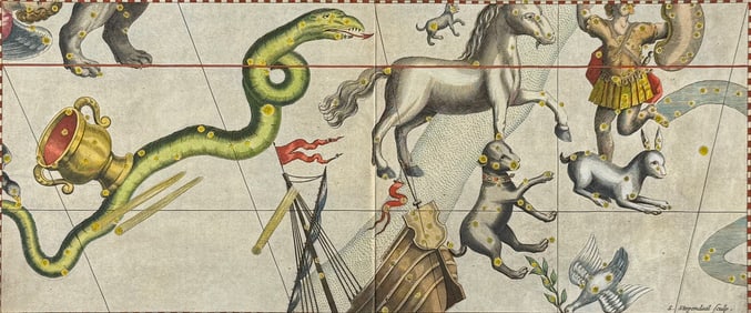 Lubieniecki - Constellation or Celestial Chart with Comets (Hydra, Unicorn, Argo Navis)