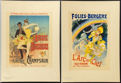 Maitres Affiches by Cheret - Pair of Poster Lithographs (L'Amant des Danseuses & L'Arc-en-Ciel)