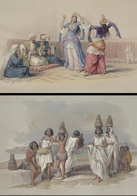 David Roberts, Royal Sub Ed - Pair of Lithographs of Dancing Girls & Nubian Women