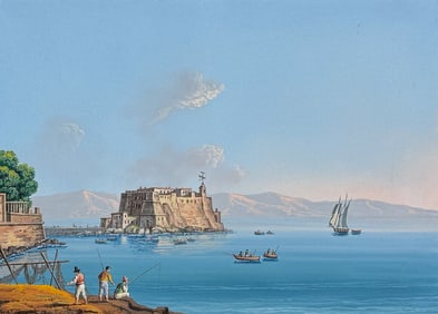 De Vito, Original Painting - Castle in Naples (Castello dell Ovo in Napoli)