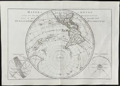 Bonne & Desmarest - Map of the World oriented from the South  Pole (no Antarctica, most of Americas,
