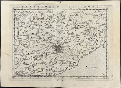 Ziletti's Ptolemy, pub. 1574 - Map of Rome, Italy