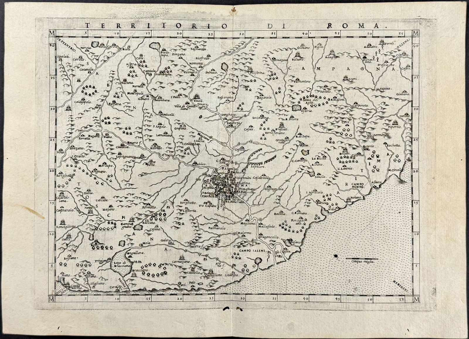 Ziletti's Ptolemy, pub. 1574 - Map of Rome, Italy (1 of 1)