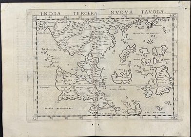 Ziletti's Ptolemy, pub. 1574 - Map of part of India and the Indian Ocean