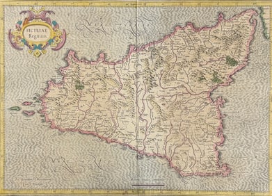 Mercator & Hondius, pub. 1634 - Map of Sicily