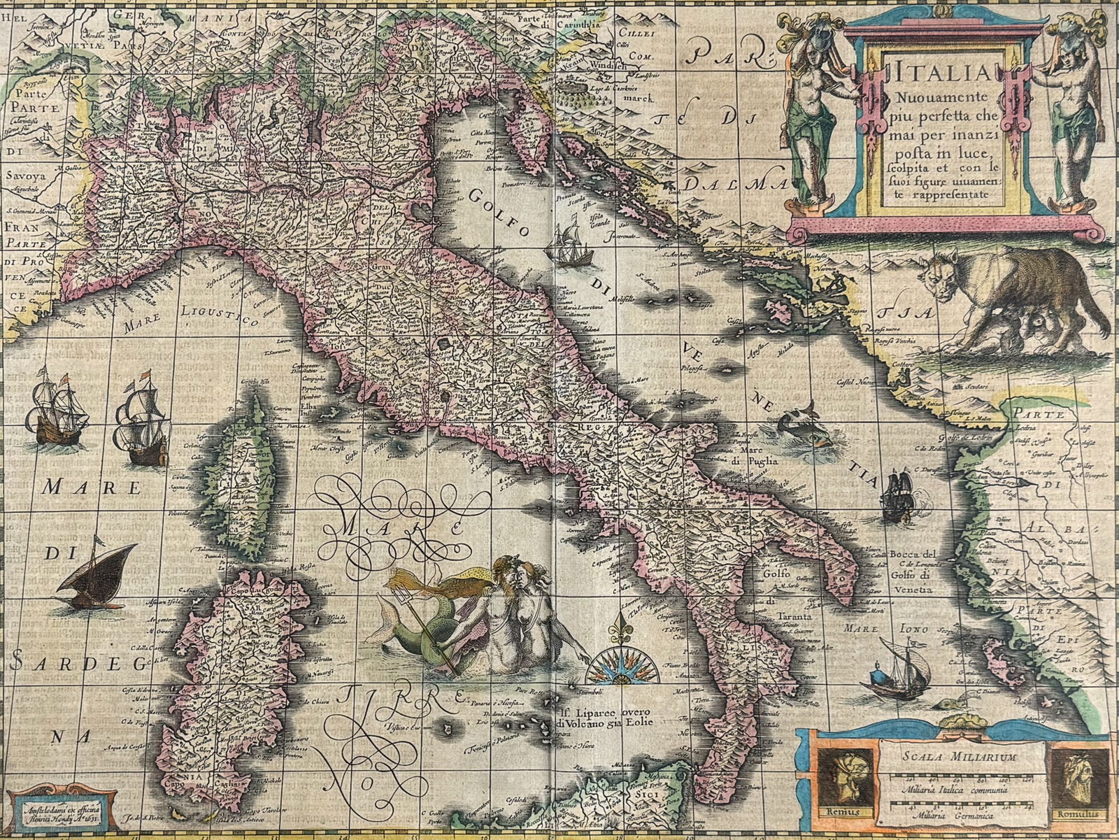 Mercator & Hondius, pub. 1634 - Map of Italy (1 of 3)
