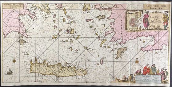 Van Keulen, Rare - Map of the Aegean Sea (Greece)