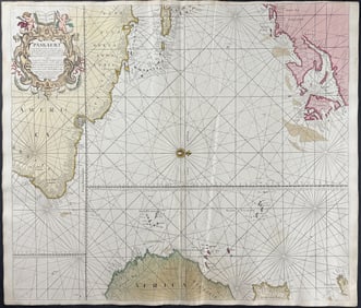 Van Keulen, Rare - Map of the Triangle Trade or Atlantic Ocean (with part of Americas, Africa,