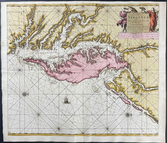 Van Keulen, Rare - Map of the Virginia Coast