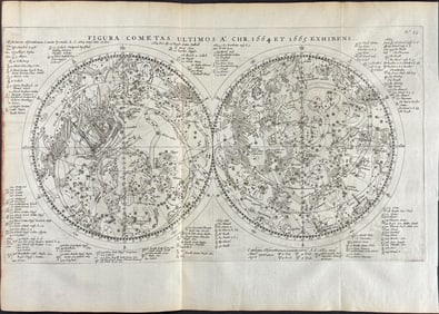 Lubieniecki - Double Hemisphere map of the Constellations & Comets