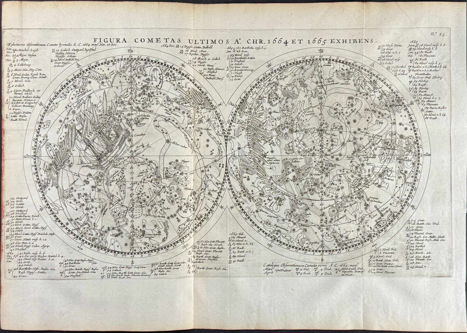 Lubieniecki - Double Hemisphere map of the Constellations & Comets (1 of 1)