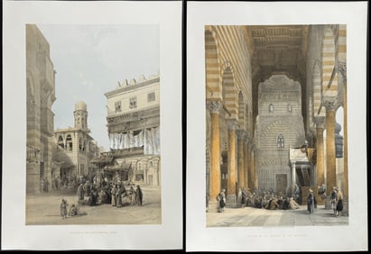 David Roberts - 4 Lithographs of Scenes in Holy Land, Syria, Idumea, Arabia, Egypt, & Nubia