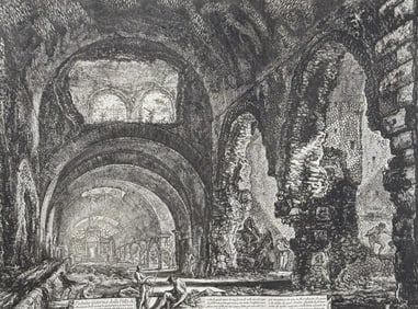 Piranesi - The so-called Villa of Maecenas at Tivoli, Interior with two figures in the opening of an