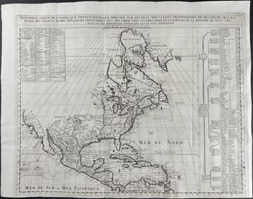 Chatelain - Map of North America with California, New Mexico, Florida, Great Lakes, Carolinas,