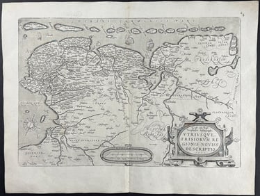 Ortelius, pub. 1613 - Map of Friesland, Netherlands