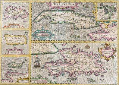 Mercator & Hondius, pub. 1634 - Maps of Cuba, Jamaica, Hispaniola, &c