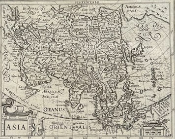 Purchas, pub. 1625 - Hondius's Map of Asia