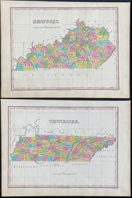 Finley - Pair of Maps of Tennessee & Kentucky