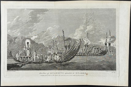 Cook - The Fleet of Otaheite assembled at Oparee