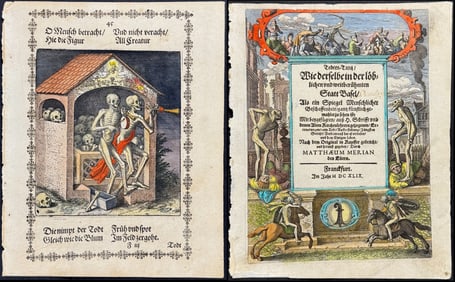 Merian - 5 Dance of Death Engravings including the Frontispiece