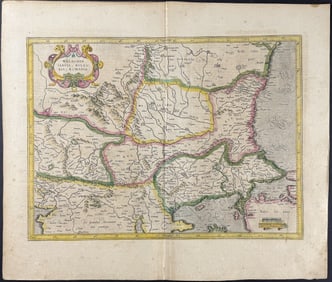 Mercator & Hondius, pub. 1634 - Map of the Eastern Balkans with Romania, Bulgaria and Serbia