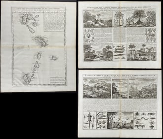 Chatelain - 3 Engravings of the Antilles Islands or West Indies