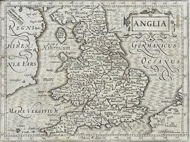 Purchas, pub. 1625 - Map of England