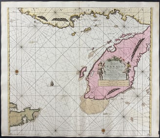 Van Keulen, Rare - Map of the Gulf of Guayaquil (Yucatan and Cuba)