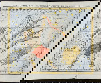 Flamsteed - Constellation or Celestial Chart: Bootes, Dogs, Bernice's Hair. 7