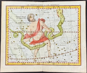 Flamsteed - Constellation or Celestial Chart: Serpent & Serpent-bearer. 9