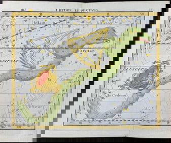Flamsteed - Constellation or Celestial Chart: Hydra, Sextans, Crater. 26