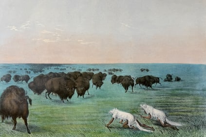 Catlin, Currier & Ives - Buffalo Hunt, Under the White Wolf Skin