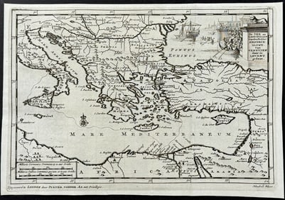 Van der Aa - Map of the Mediterranean Sea, Italy, Greece, Turkey, Africa, Syria