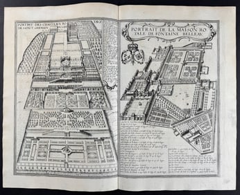 Braun & Hogenberg, pub. 1575 - Views of France: Plans of Saint-Germain-en-Laye and Fontainebleau