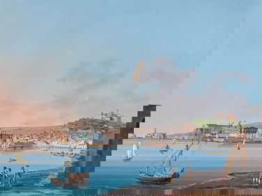 De Vito, Original Painting - Naples from Carmine (Napoli dal Carmine)