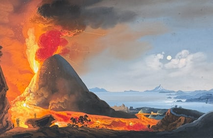 De Vito, Original Painting - Eruption of 1822, drawn from Atica dal Cavello (Eruzione del 1822,
