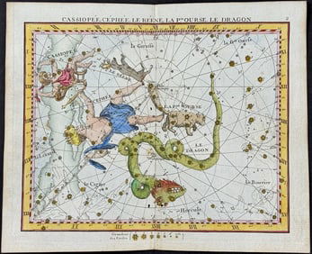 Flamsteed - Constellation or Celestial Chart: Cassiopaea, Dragon, Cepheus. 2
