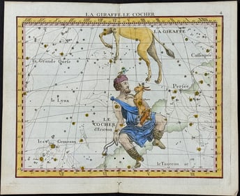 Flamsteed - Constellation or Celestial Chart: Giraffe & Auriga. 4