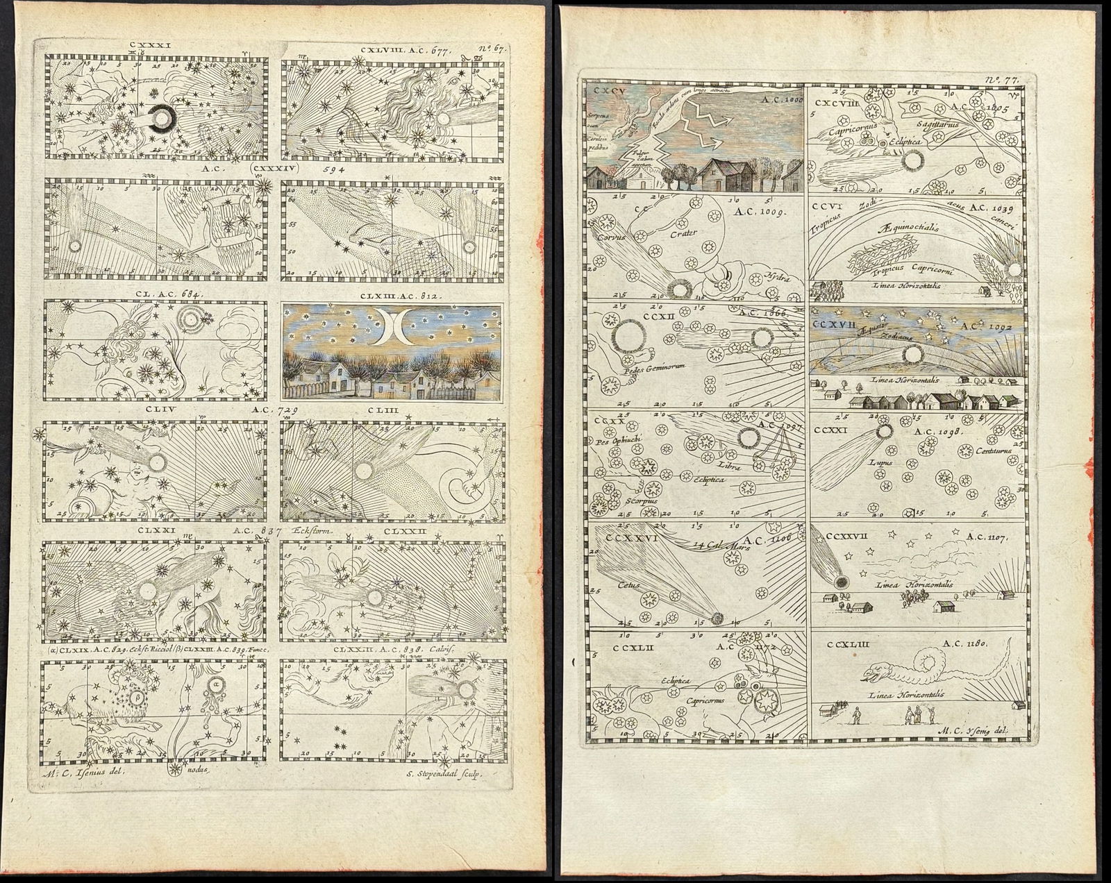 Lubieniecki - Pair of Astronomy Engravings with Comets, Stars, Celestial Events (1 of 3)