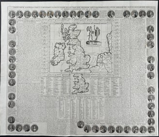 Chatelain - Map of the British Isles (England, Scotland, Ireland) & Important Government Figures