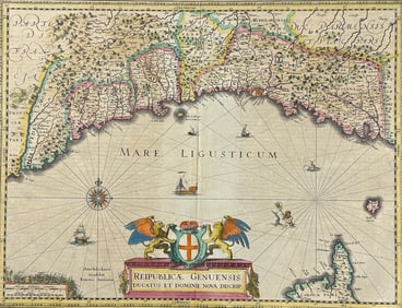 Mercator & Hondius, pub. 1634 - Map of the Republic of Genoa (Italy)