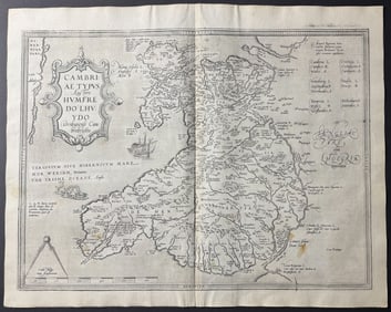 Ortelius, pub. 1579 - First Printed Map of Wales