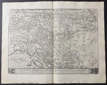Ortelius, pub. 1579 - Map of Slovenia and Croatia, Carnia, Istria, and Bosnia