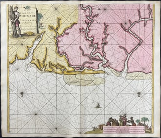 Van Keulen, Rare - Map of the Coast of Suriname