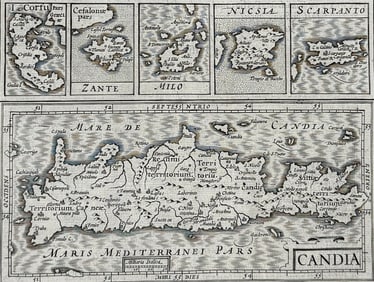 Purchas, pub. 1625 - Map of Candia & surrounding Islands