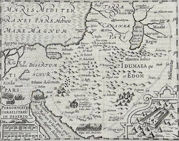 Purchas, pub. 1625 - Map of the Deserts and Israels Pegrination