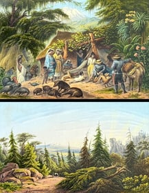 Strickler, Rare - Pair of Prints of Mexico: Indians or Natives & Forest