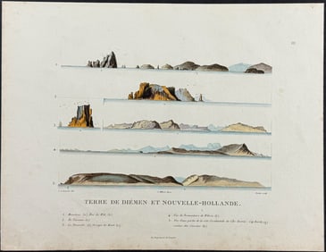 Peron & Freycinet, Australia - Coastlines and Elevations of New Holland