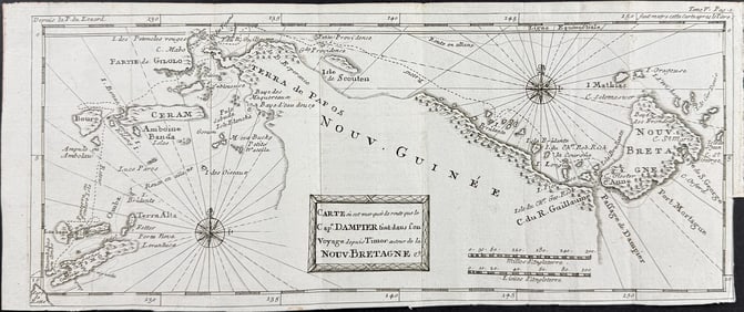 Dampier - Chart of Dampier's Voyage around New Guinea, New Britain, East Indies Islands